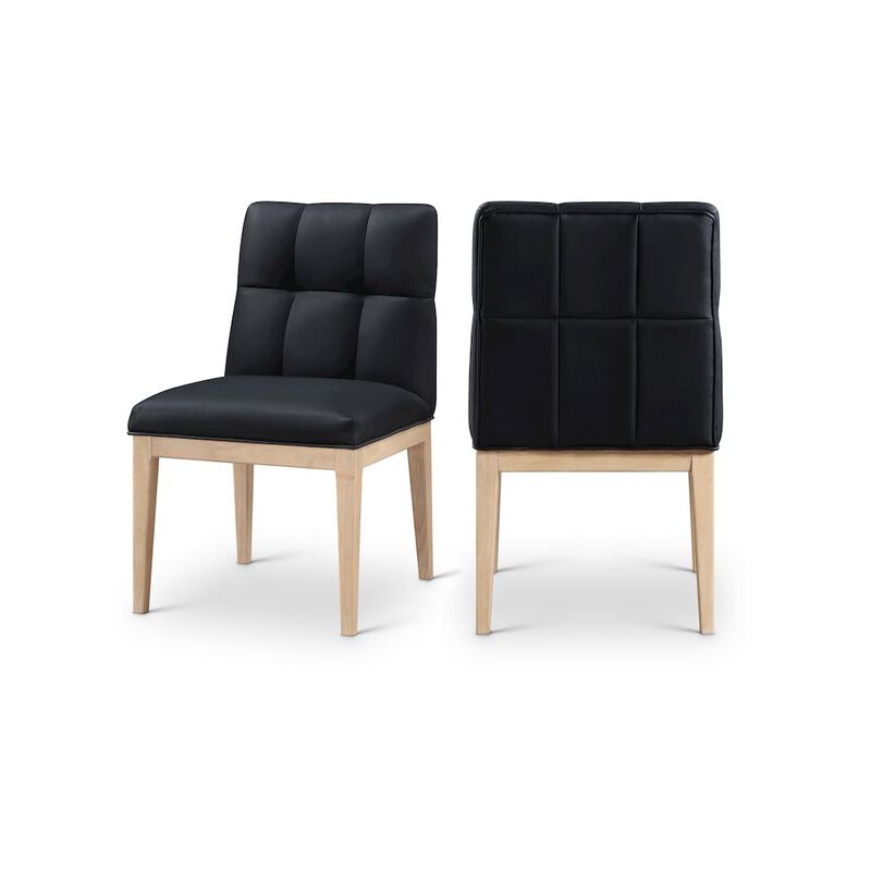 Meridian Furniture Adrian Black Vegan Leather Dining Side Chair, Set of 2