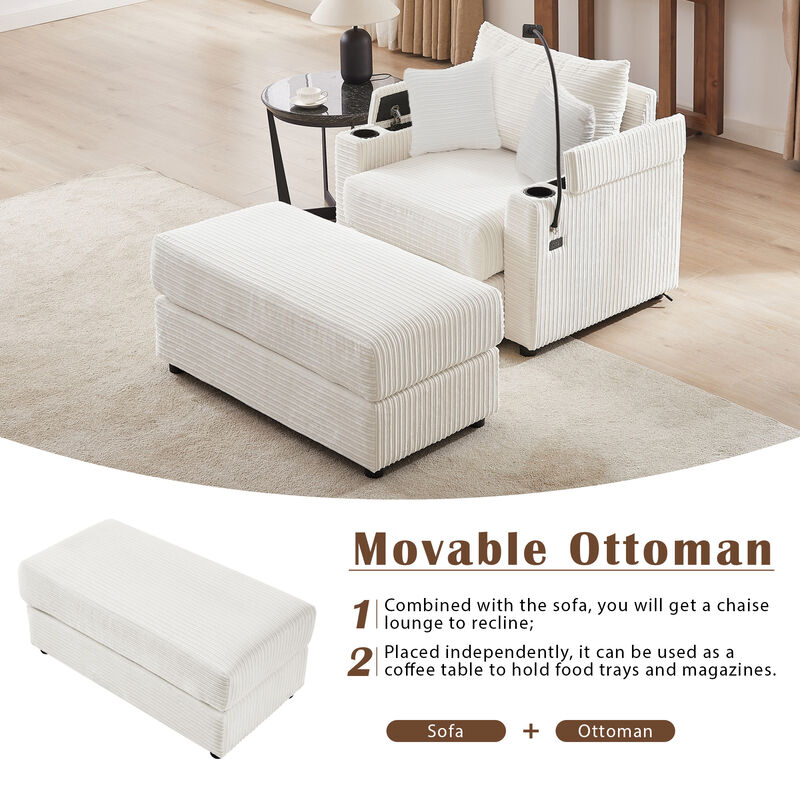Merax Modern Style Single Sofa Couch with A Movable Ottoman