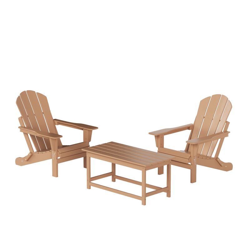 WestinTrends 3-Piece Outdoor Patio Adirondack Chair with Coffee Table Set