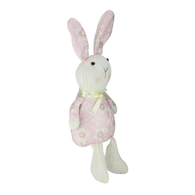 17" Pink Floral Easter Bunny Rabbit Spring Figure