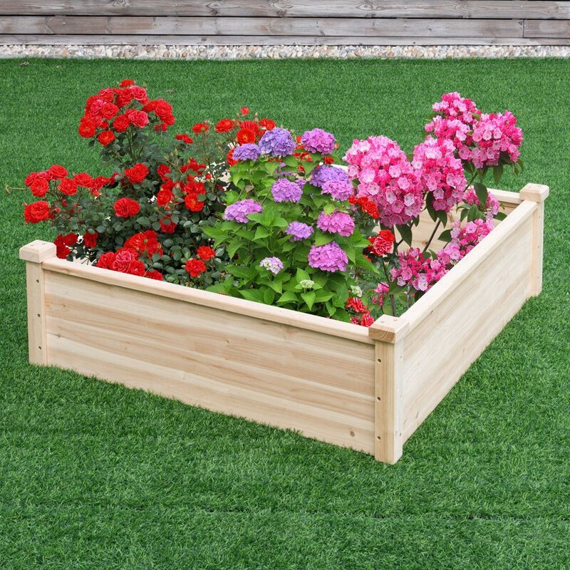 Solid Fir Wood Raised Garden Bed Planter Box