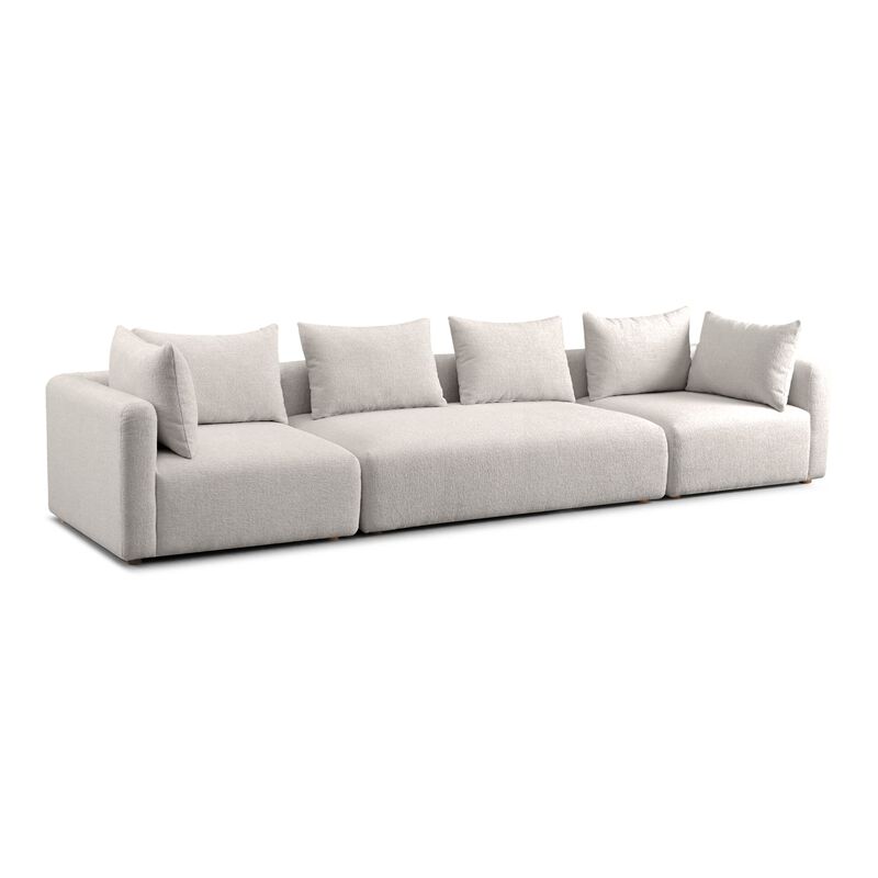 Hangover Cream Heavy Textured Fabric 145" Long Sofa image number 0