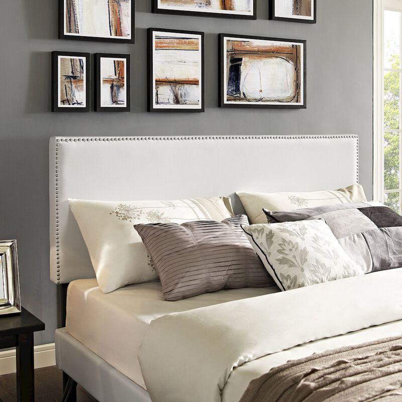 Phoebe Vinyl Full Platform Bed with Round Splayed Legs image number 5
