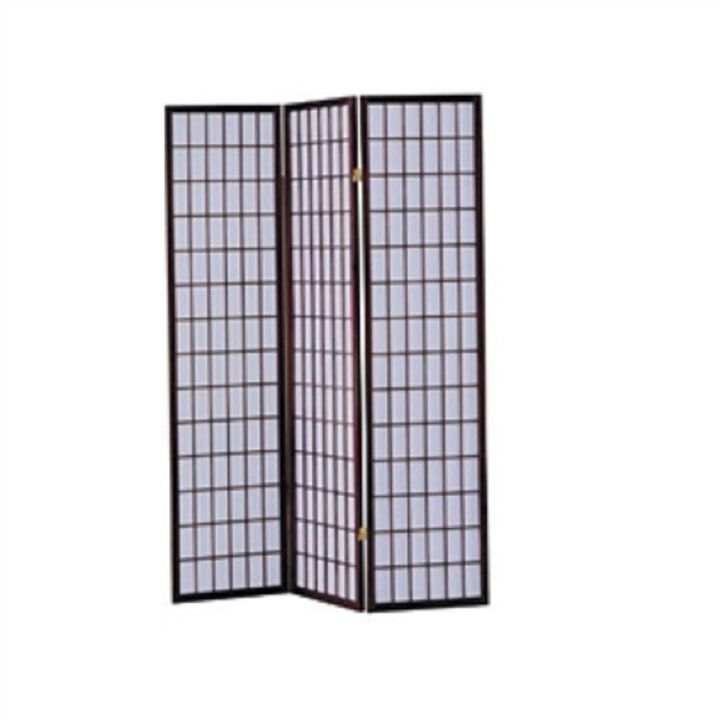 Classic 3-Panel Asian Room Divider – Wood Finish Folding Privacy Screen