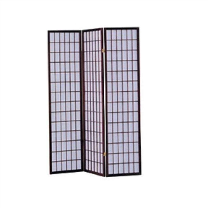 Classic 3-Panel Asian Room Divider – Wood Finish Folding Privacy Screen