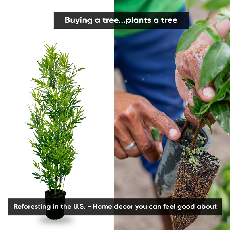 6' Realistic Artificial Bamboo Plant In Home Basics Starter Pot for Home Décor or Office