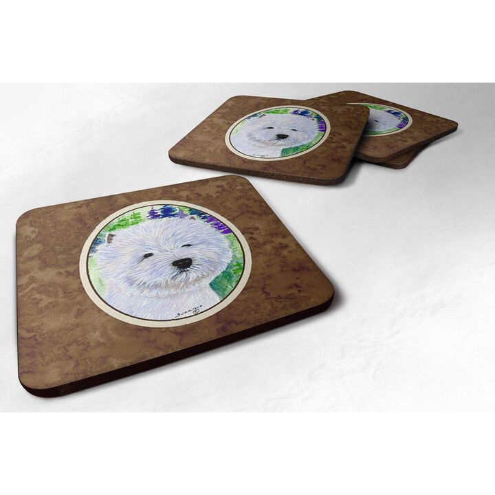 Caroline's Treasures SS8002FC Westie Foam Coasters (Set of 4), 3.5 H x 3.5 W, Multicolor