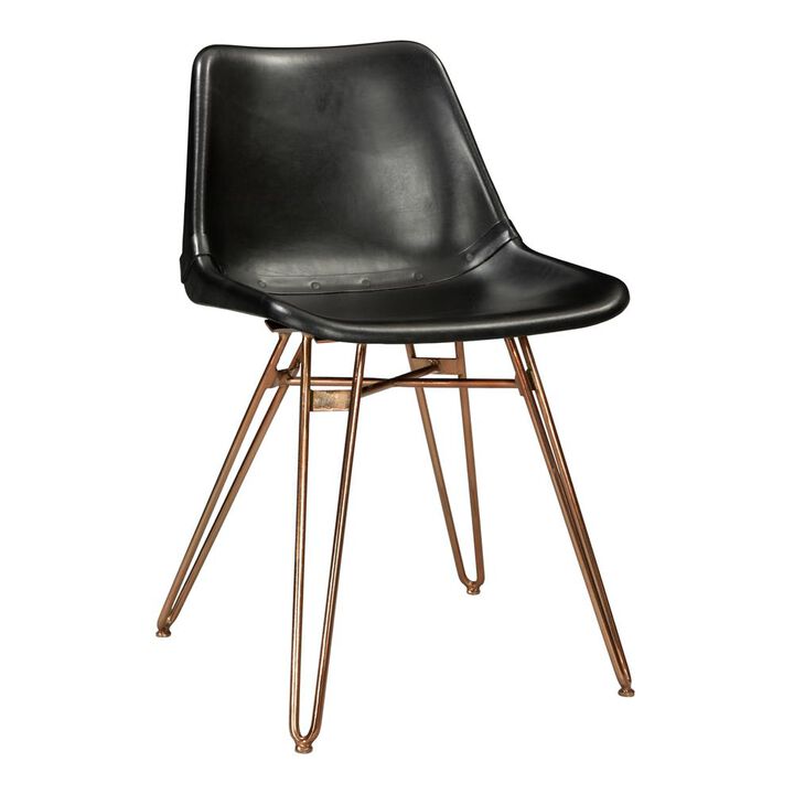 Modern Black Leather Dining Chairs - Set of Two, Belen Kox