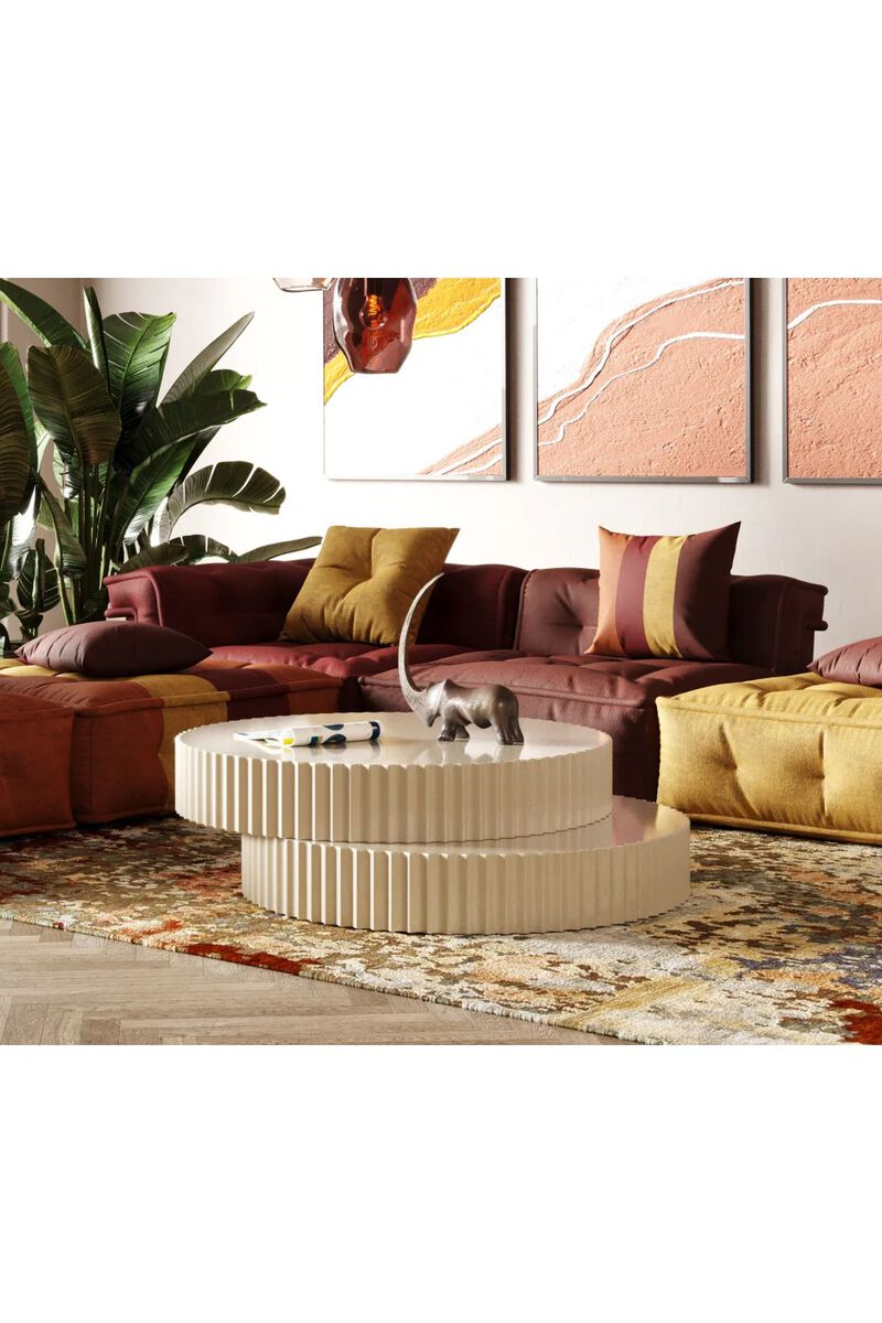 Glossy Taupe Fluted Coffee Table | OROA Modern Jacinto image number 4
