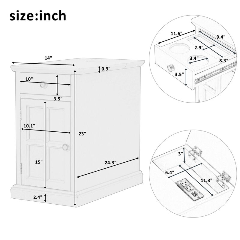 Merax Classic Multifunctional End Table with USB Ports