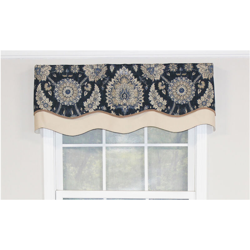 RLF Home Wakeshire Glory Valance Garnet. 3" Rod Pocket, Layered, Trimmed. 50"W X 16"L