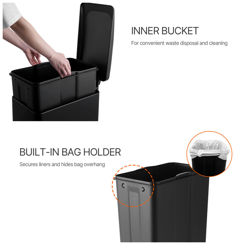 Innovaze 11.9 Gal./ 45 Liter  Slim Stainless-Steel-Made Matt White Step-on kitchen Trash Can image number 6