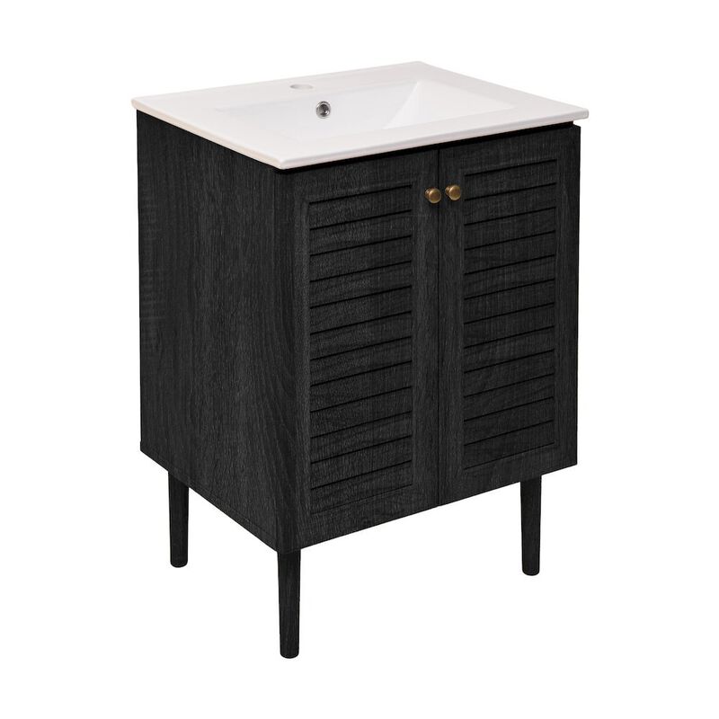 Bron 24" Freestanding Bathroom Vanity in Black Oak with Sink Top image number 5