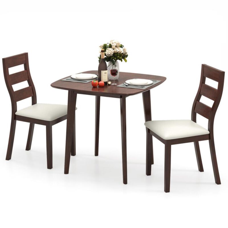 Hivvago 3-Piece Dining Table Set with Wooden Square Kitchen Table and 2 Chairs