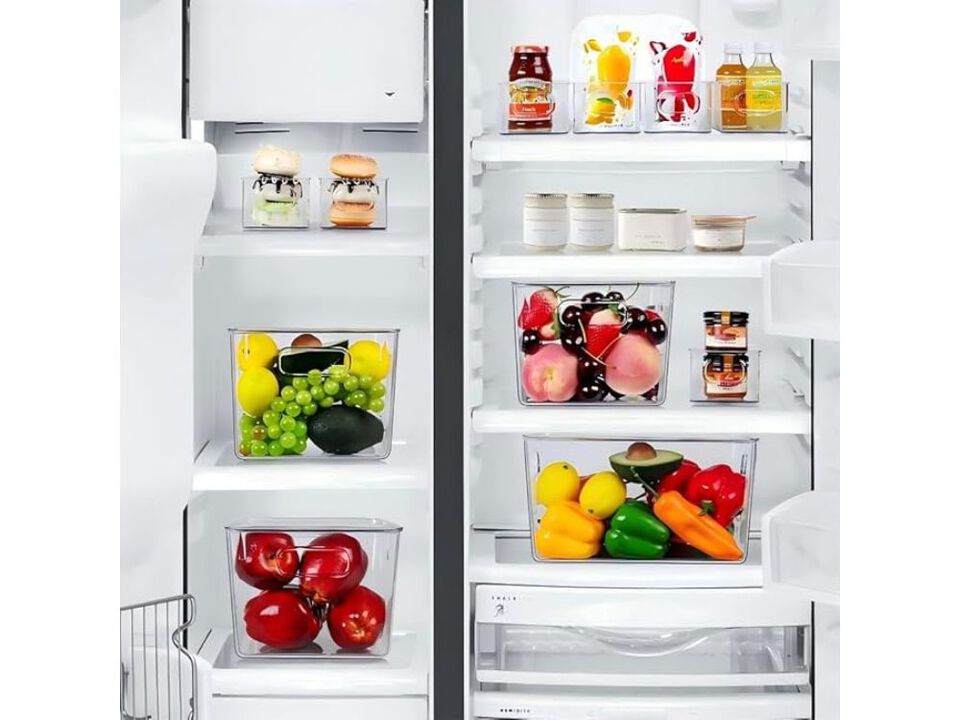 Clear Plastic Storage Bins Set of 8 Stackable Pantry Cabinet Organizer Boxes