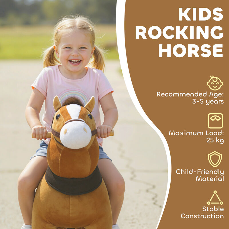 BreeBe Plush Pony Ride-On with Wheels for Kids image number 3