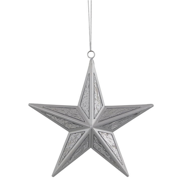 5.5" Silver Speckled Glass Style Star Christmas Ornament