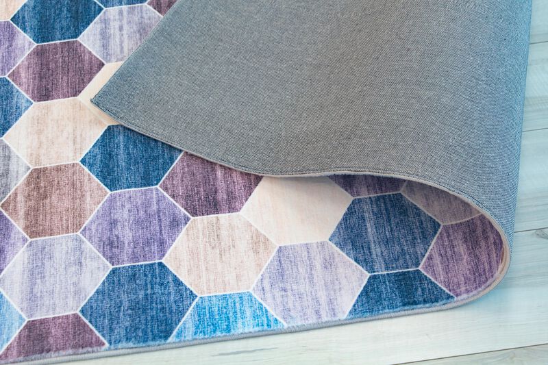 Eclipse Modern Checkered Geometric Purple Cream Indoor Soft Area Rug