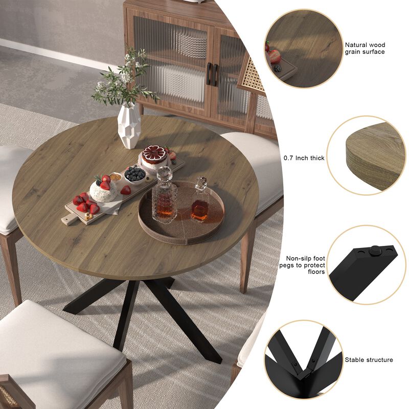 Quojof Modern Industrial Round Dining Table image number 4