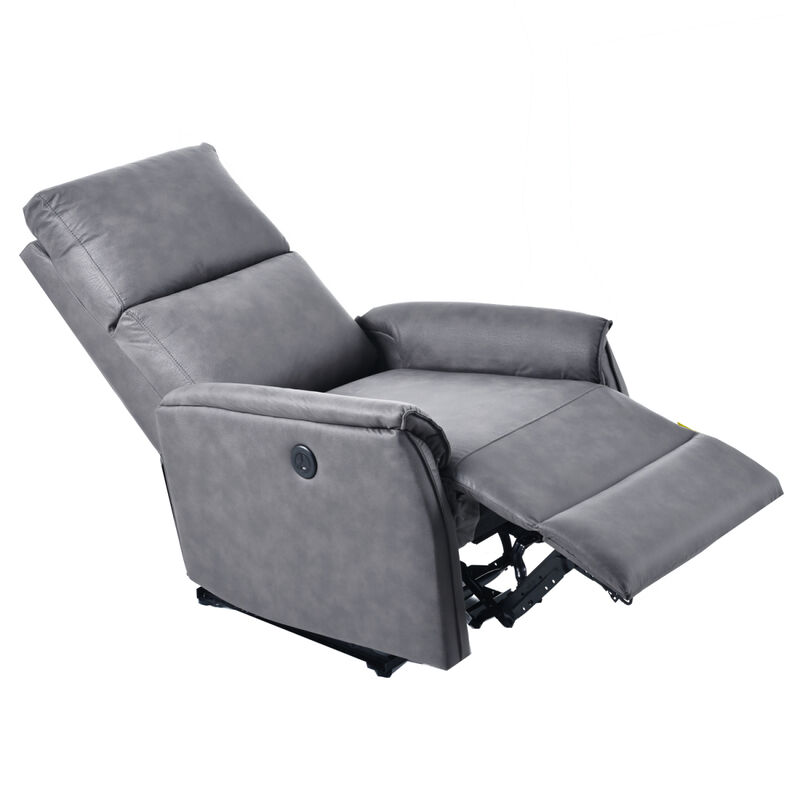 Electric Power Recliner Chair, Reclining Chair for Bedroom Living Room, Small Recliners Home Theater Seating, with USB Ports, Recliner for small space, Dark Gray