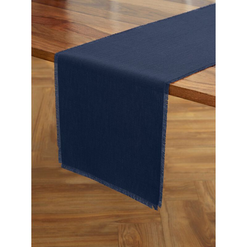 Solino Home Fringe 100% Linen Table Runner &ndash; Handcrafted, Machine Washable, Perfect for Holiday and Everyday Dining