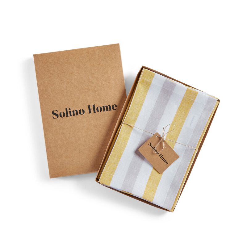 Solino Home 100% Pure Linen Dinner Napkins 20 x 20 Inch Set of 4 - Sorrento Stripe
