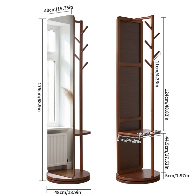 Wulirn Full Length Mirror with Coat Rack & Storage Shelves image number 9