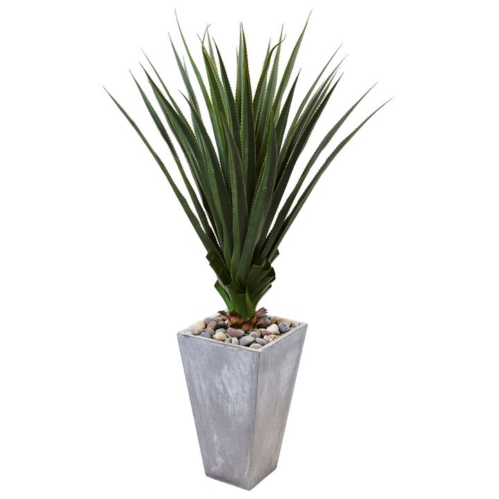 Hivvago Spiked Agave in Cement Planter (Indoor/Outdoor)
