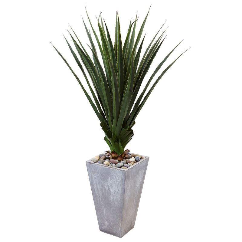 Hivvago Spiked Agave in Cement Planter (Indoor/Outdoor)