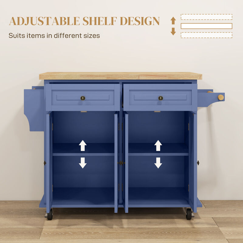 Hivvago Kitchen Island Cart on Wheels with Storage and Drawers image number 4