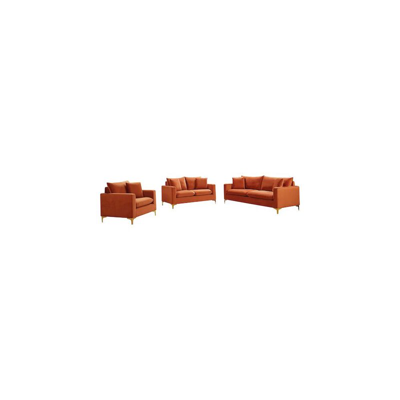 Meridian Furniture Naomi Cognac Velvet Sofa