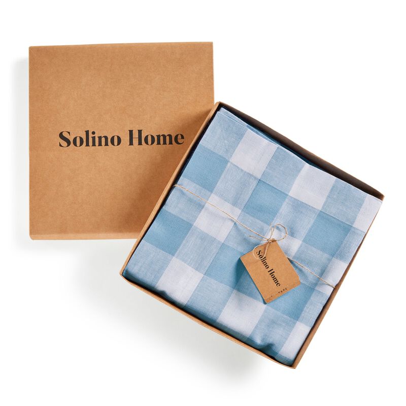 Solino Home Buffalo Check 100% Linen Tablecloth &ndash; Handcrafted, Machine Washable, Perfect for Holiday and Everyday Dining