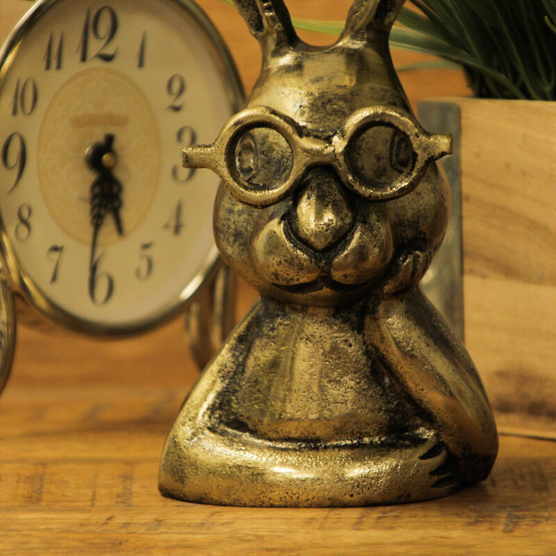 Whimsical Gold Bunny Statue &ndash; 10.25" Cast Aluminum, Elegant Home Decor image number 5