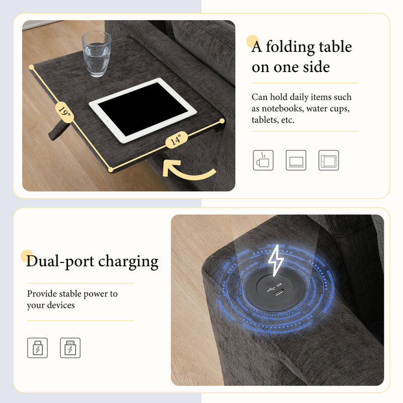 Merax ectional Sofa, L-Shape with Folding Table and Dual-Port Charging