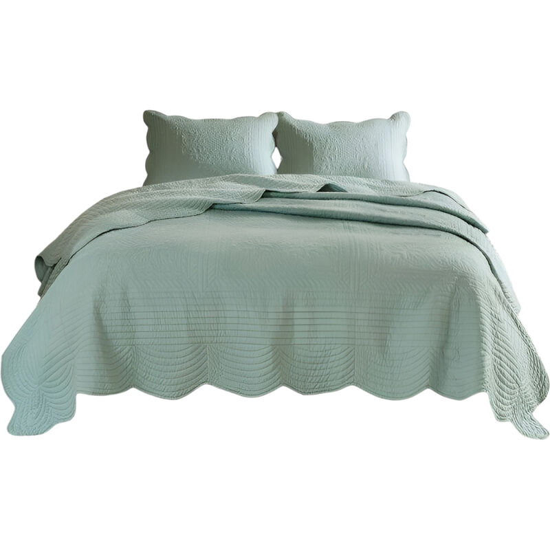 3-Piece Reversible Scalloped Edges Microfiber Quilt Set For Soft Bedding