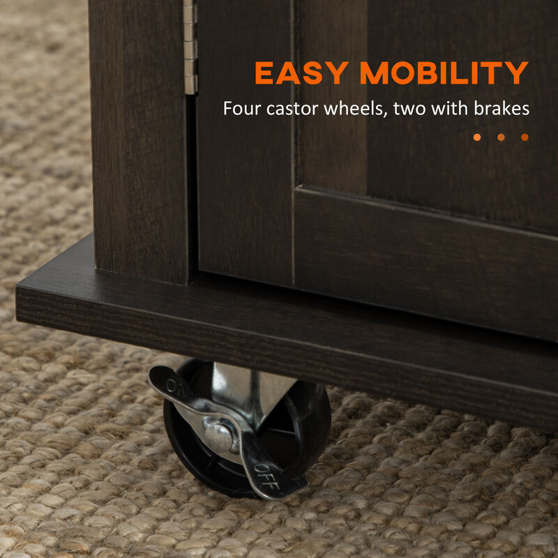 Rolling Kitchen Microwave Island with Flexible Storage Shelf Unit and Drawers