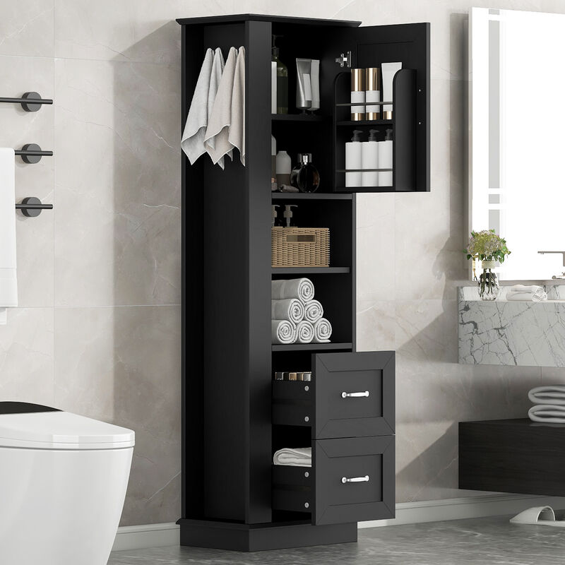 Merax Tall Bathroom Utility Cabinet with Reversible Sides, 2 Adjustable Shelves image number 3