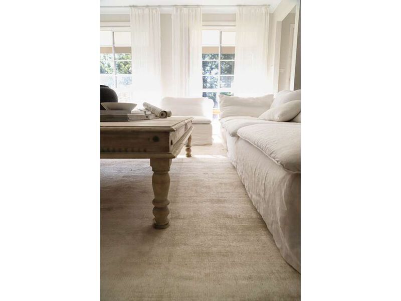 Claude Beige and Ivory Distressed Viscose Rug image number 7