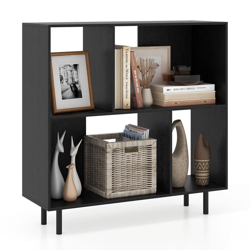 Open Shelf Bookcase with 4 Compartments