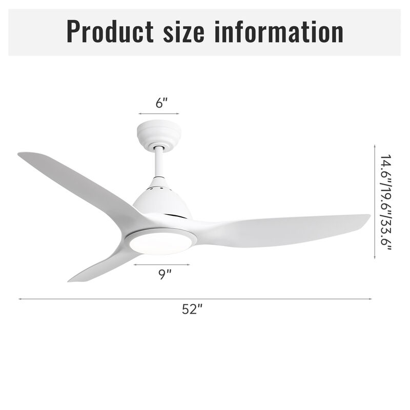 ELEMENT ACE 52 Inch Modern Ceiling Fan with Energy-Efficient DC Motor and Adjustable LED Lighting image number 2