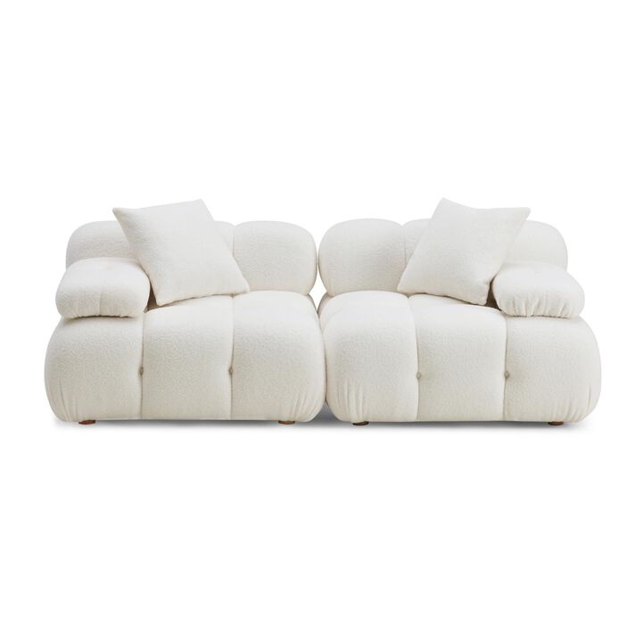 Casafoyer Calliope Cream Vegan Shearling Modular Loveseat