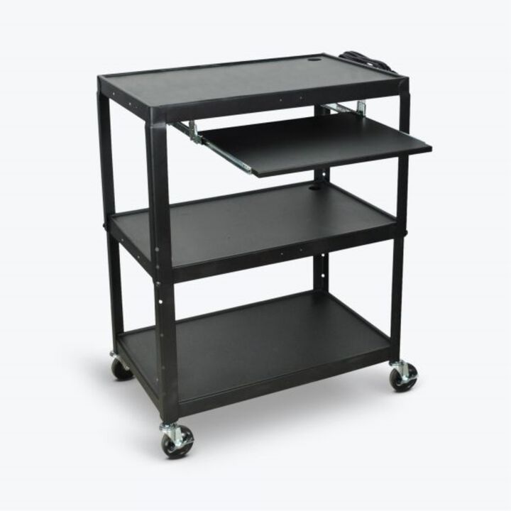 Ergode Extra-Large Adjustable Height Steel Multipurpose Audio Video Utility Cart with Pullout Keyboard Tray