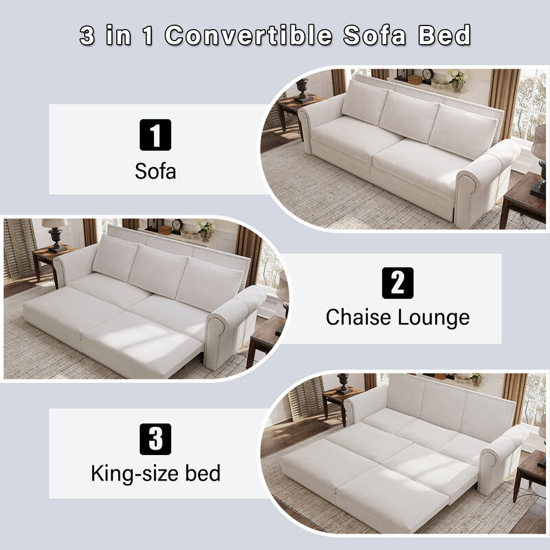 Merax Convertible Retro Velvet Sleeper Sofa Bed