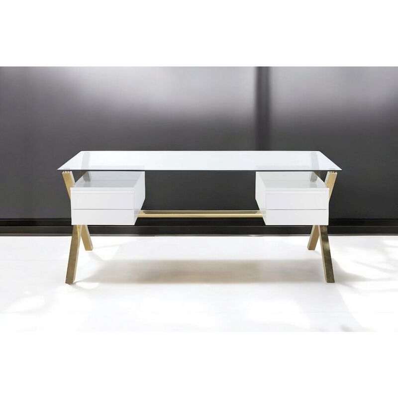 Pangea Home Gold Beverly Desk Large White
