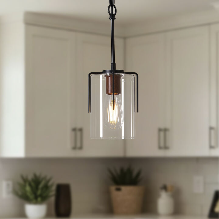 ELEMENT ACE Industrial Pendant Light with Clear Glass Shade Glare-Free Ceiling Light Fixture for Kitchen Island Dining Room Entryway Home Decor