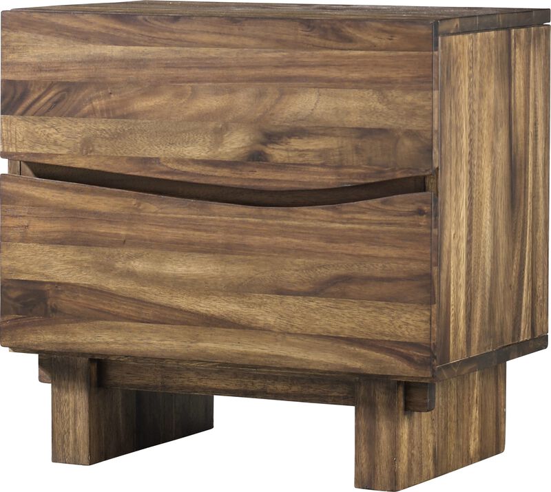 Ocean Two Drawer Solid Wood Nightstand in Natural Sengon