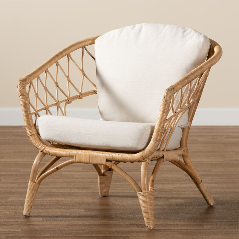 Bali & Pari Feya Modern Bohemian Natural Brown Antique Rattan Armchair