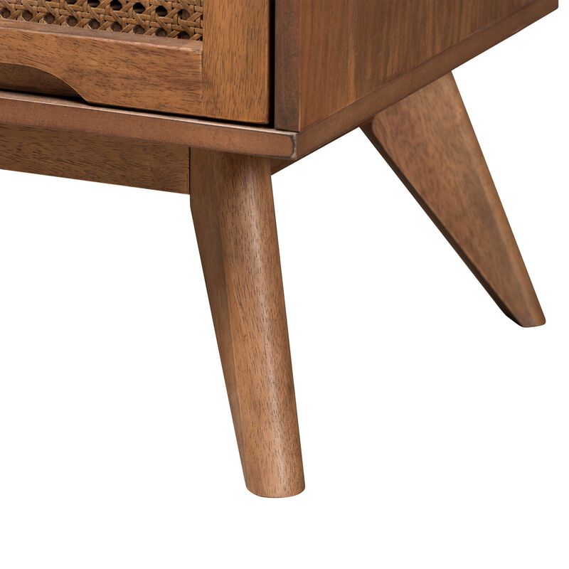 Baxton Studio Demeter Mid-Century Modern Walnut Brown Finished Wood Queen Size 5-Piece Bedroom Set image number 7