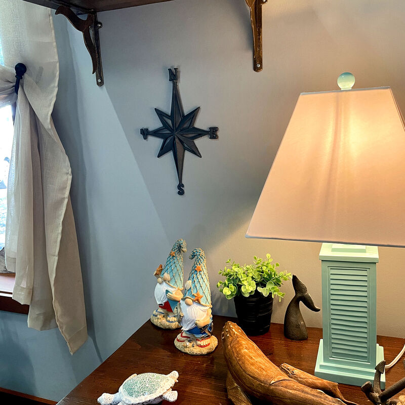 Seafoam Green Shutter Table Lamp 24in Glossy Base 120V 60W Coastal Decor image number 8