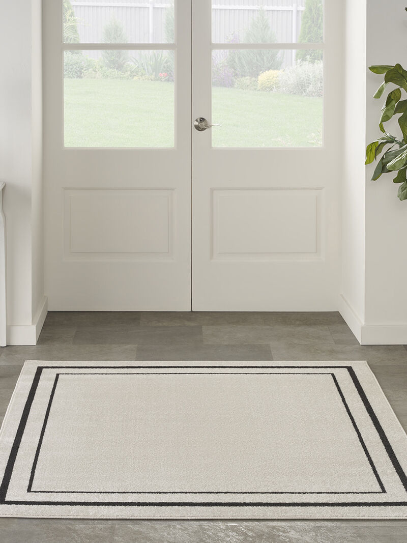 Nourison Essentials NRE02 Ivory/Black 5' x Square Rug